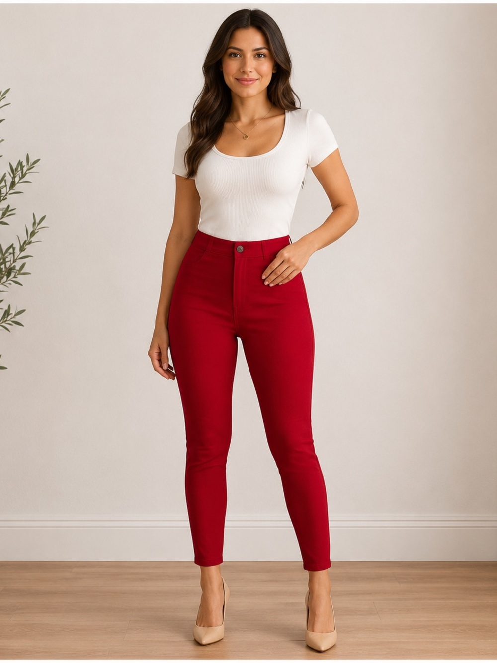 Talbots Flawless Red High-Rise Jeggings Ankle Size 8